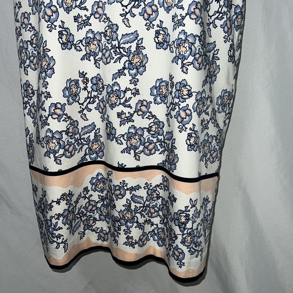 Ann Taylor Sleeveless Floral Cotton Blend Lined Dress Size 6 Blue Peach White - Picture 4 of 12